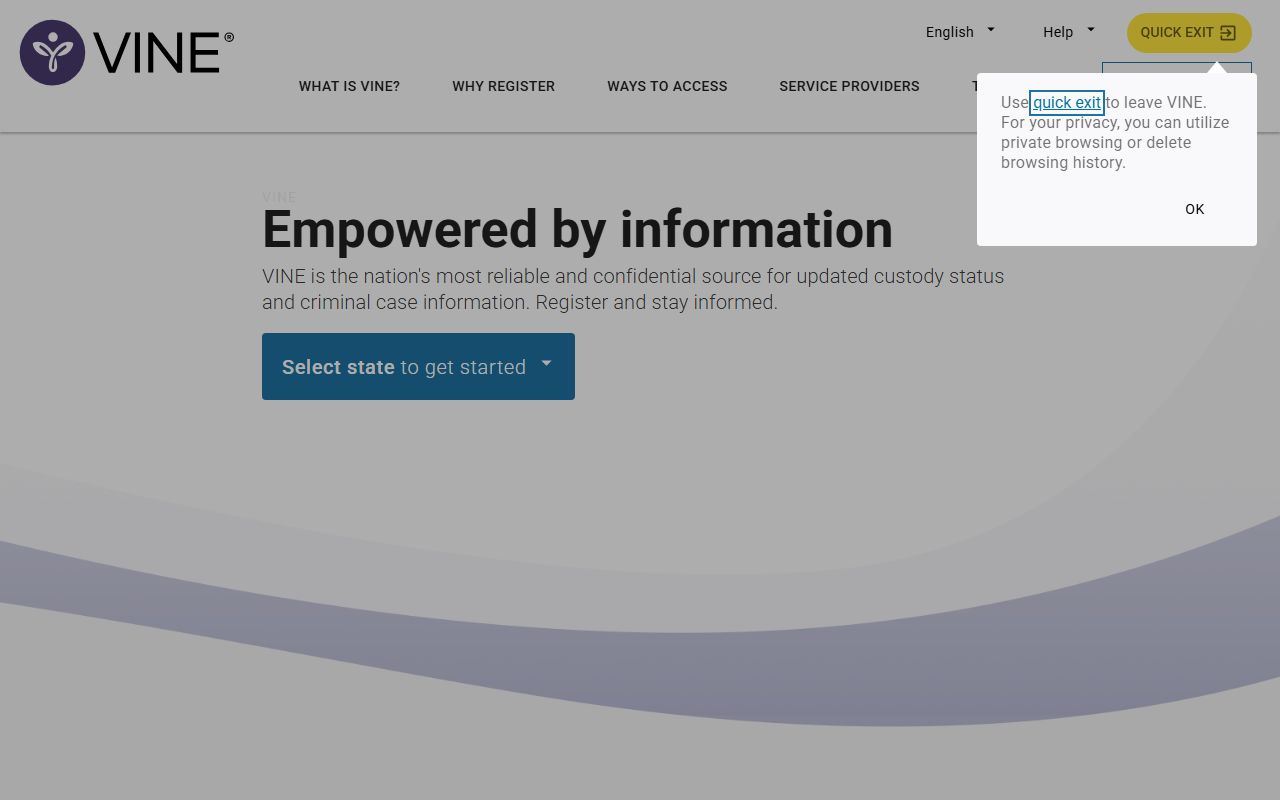 VINE victim information and notification system for Virginia jail inmate search